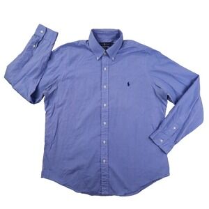 Ralph Lauren Cotton Stretch Blue long Sleeve Button Up Shirt Men's XL